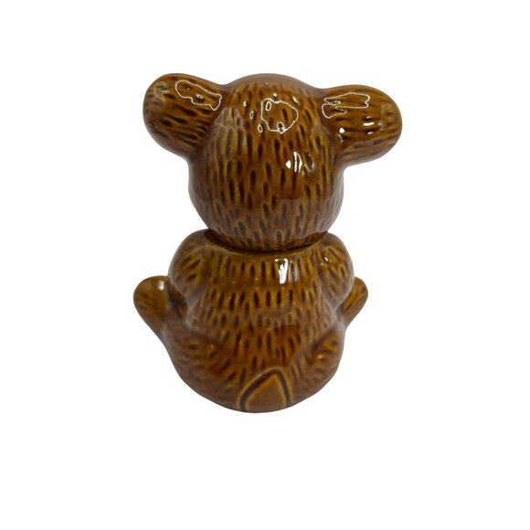Vtg Ceramic Brown Bear Honey Jar Removable Head - Picture 5 of 8